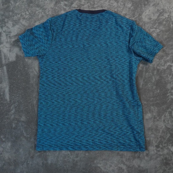 Guess Shirt Mens Small Blue Teal Short Sleeve Henley Button Abstract Psychedelic - Picture 3 of 6